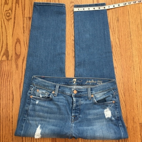 7 For All Mankind Mid Rise Josefina Skinny Boyfriend Denim blue jeans - Picture 13 of 16
